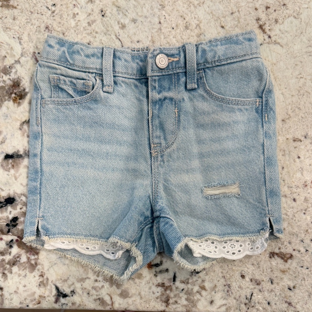 Old Navy Light Blue Denim Girls' Shorts with Eyelet Trim